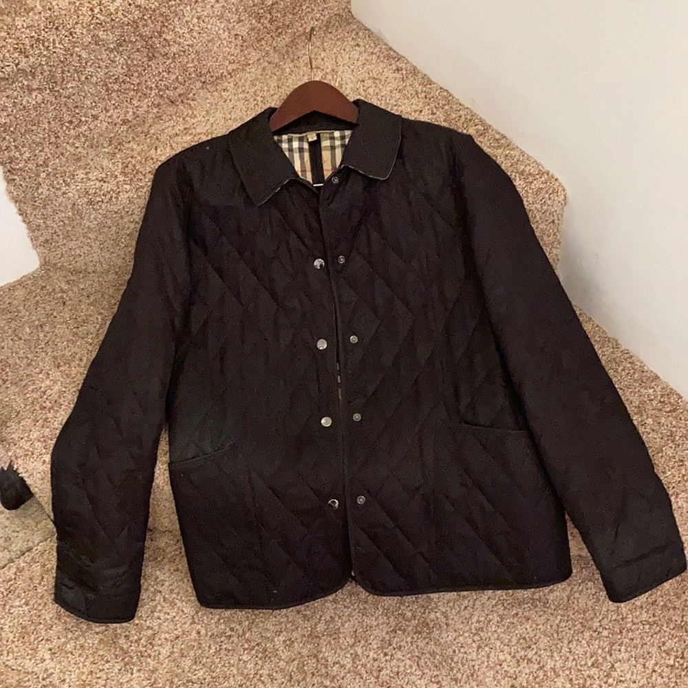 Burberry quilted black snap button jacket